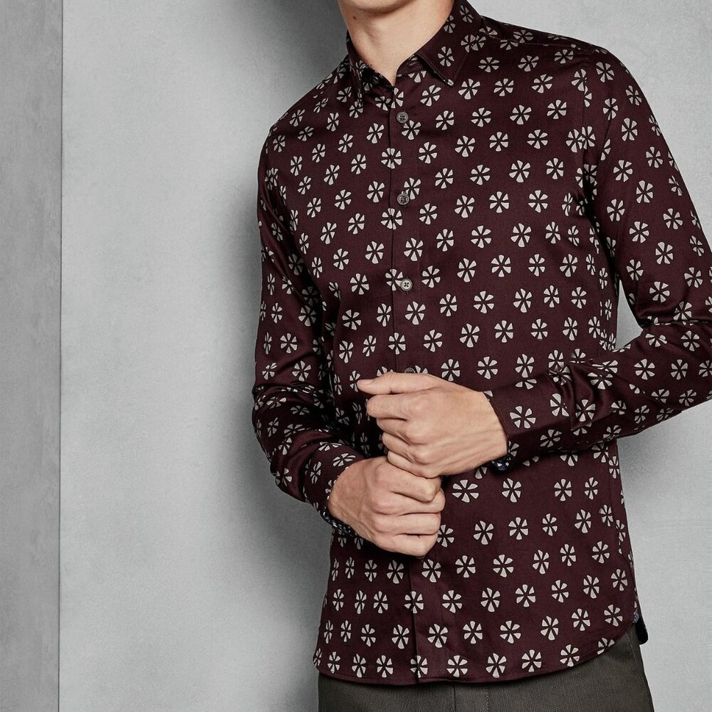 Ted Baker Caledon Geo Floral Printed Shirt L NWT